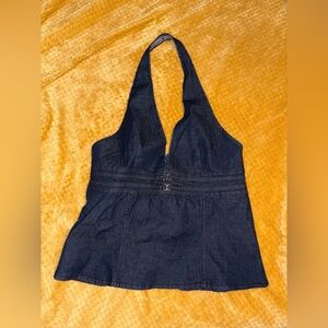 Dark Blue Denim Halter Top